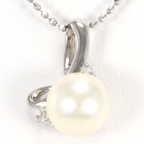 K10 White Gold Pearl Diamond Necklace