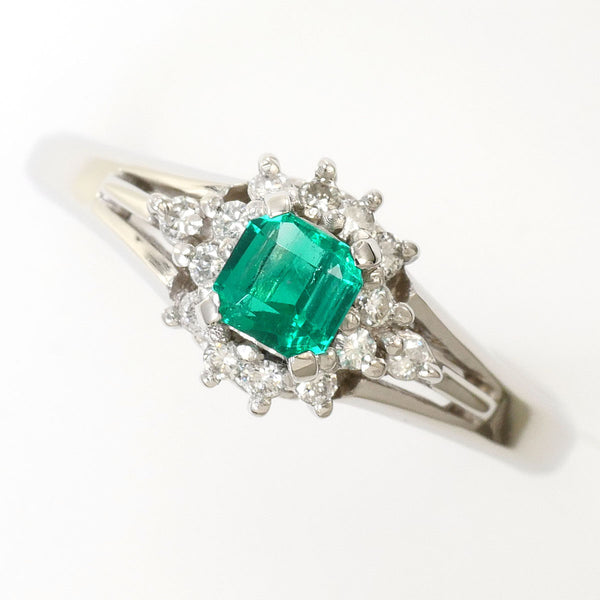 Platinum Emerald Diamond Ring