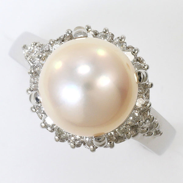 Platinum Pearl Diamond Ring