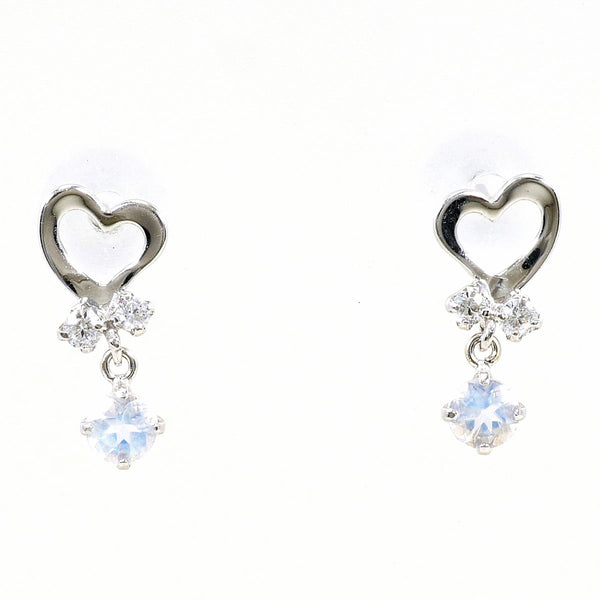 TAKE-UP K14 K10 White Gold Moonstone Zirconia Earrings