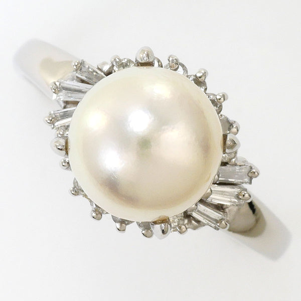 Platinum Pearl Diamond Ring