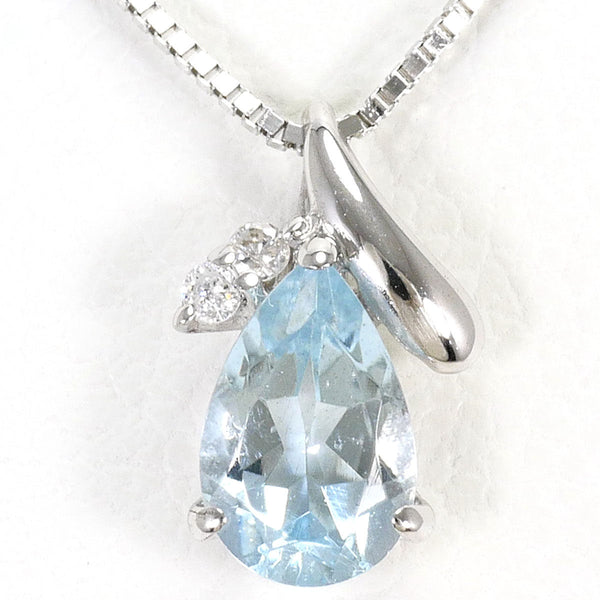 Au585 White Gold Aquamarine Diamond Necklace