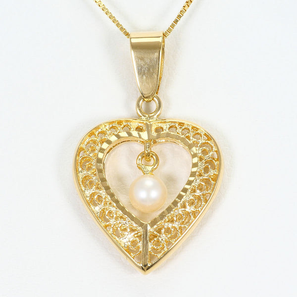 Au750 Pearl Heart Necklace