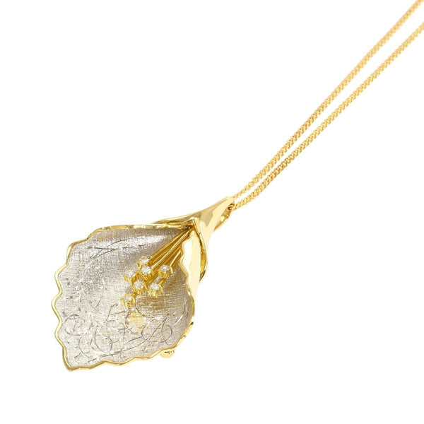 Au750 Gold White Gold Diamond 2way Necklace Brooch