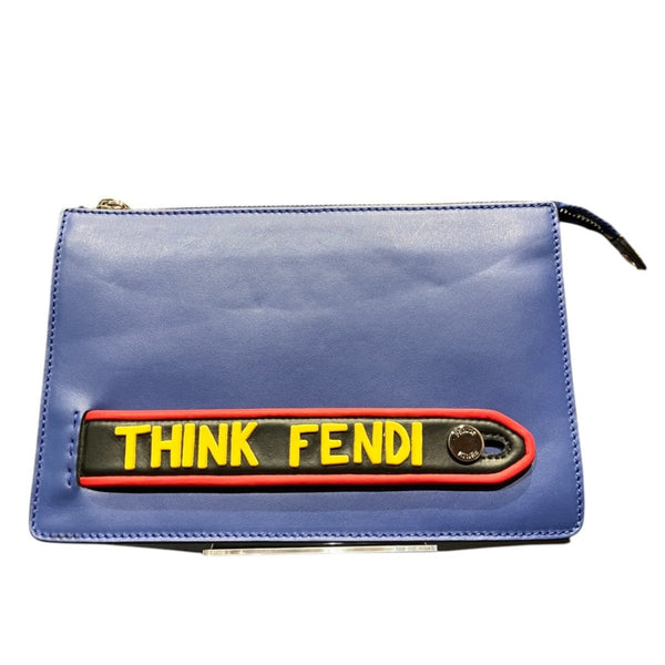 Fendi Vocabulary Calf Leather Clutch Bag