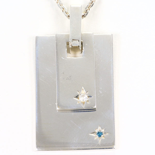 THE KISS Silver Blue Diamond Moonstone Necklace