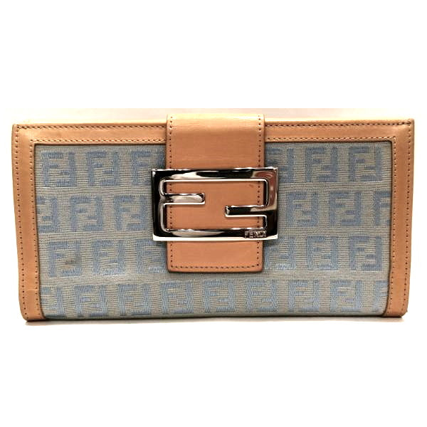 Fendi Jacquard Leather Long Wallet 2804-8M0032 in Good Condition