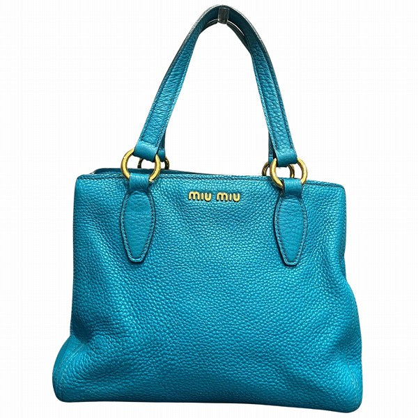 Miu Miu Vitello Carib Leather Turquoise Handbag RN0757 in Good Condition