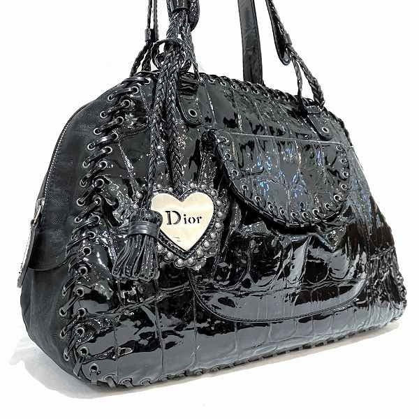 Dior Crocodile Pattern Bag with Heart Charm in Good Condition