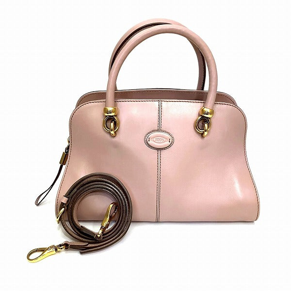 Tod's Sella 2WAY Pink Leather Handbag in Good Condition