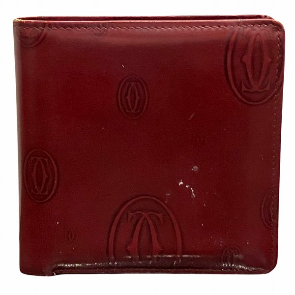 Cartier Happy Birthday Bordeaux Patent Leather Bifold Wallet in Fair Condition