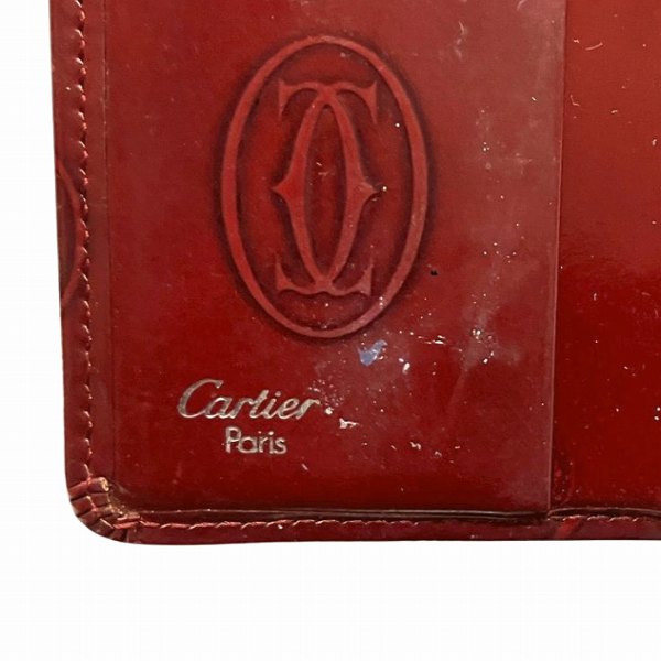 Cartier Happy Birthday Bordeaux Patent Leather Bifold Wallet in Fair Condition