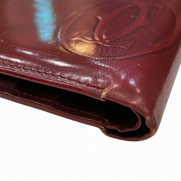 Cartier Happy Birthday Bordeaux Patent Leather Bifold Wallet in Fair Condition