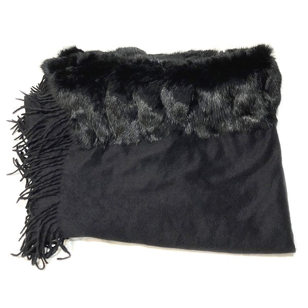 Piccola Conte Black Cashmere Rabbit Shawl 180cm x 74cm in Good Condition