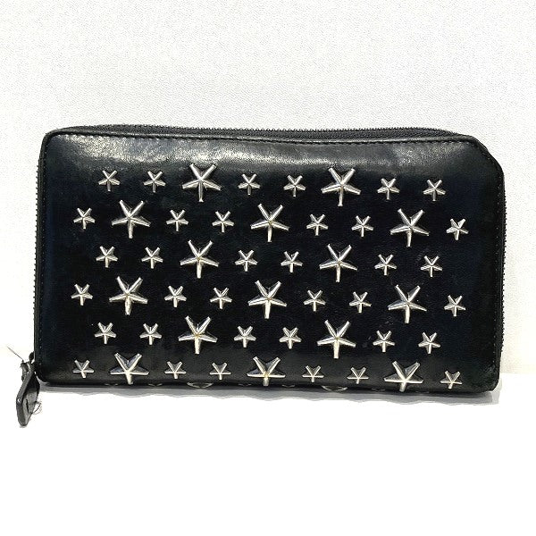 Jimmy Choo Leather Star Studs Round Zip Long Wallet in Good Condition