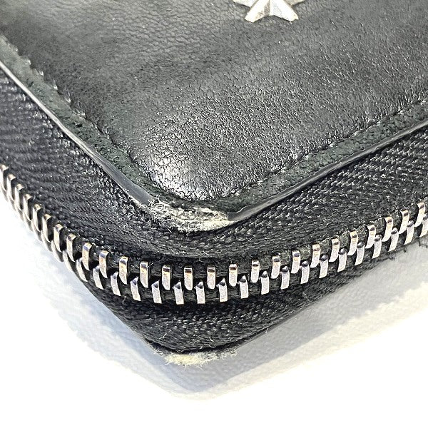 Jimmy Choo Leather Star Studs Round Zip Long Wallet in Good Condition