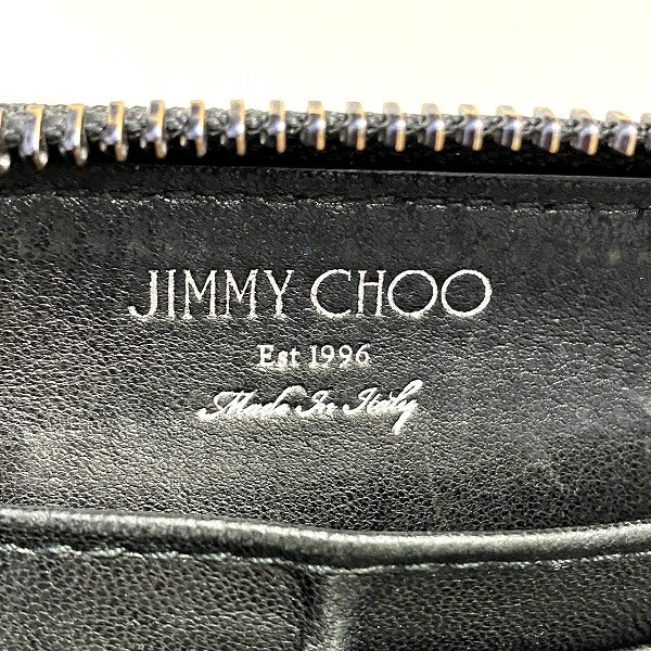 Jimmy Choo Leather Star Studs Round Zip Long Wallet in Good Condition