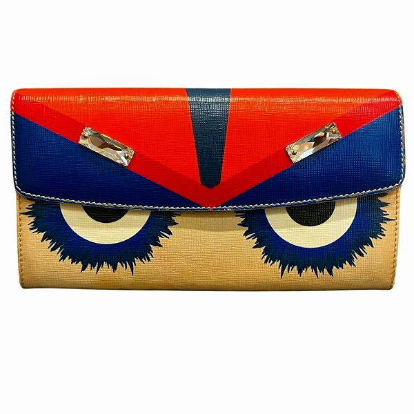 Fendi Leather Bugs Monster Long Wallet 8M0340 in Good Condition