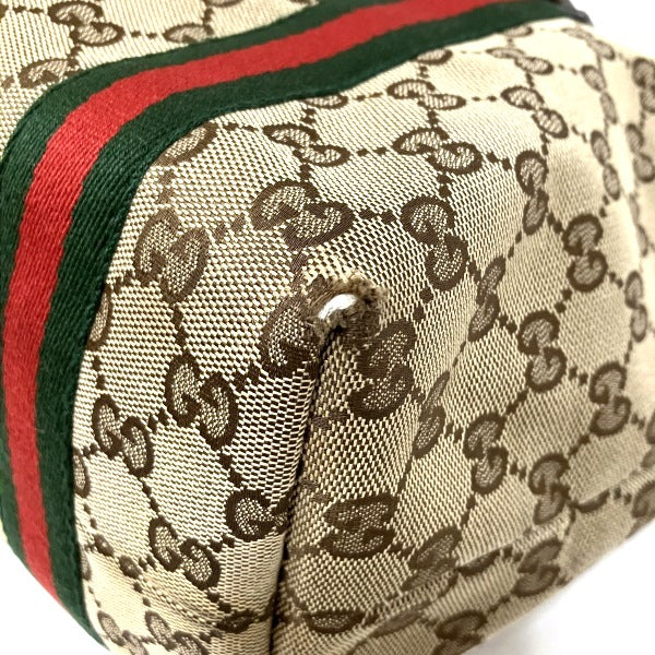 Gucci GG Canvas Leather Tote Bag with Charm 137396 in Good Condition