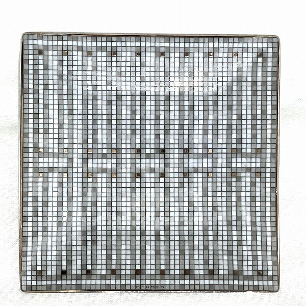 Hermes Mosaic 24 Platinum Porcelain Plate