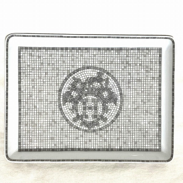 Hermes Mosaic 24 Platinum Porcelain Plate