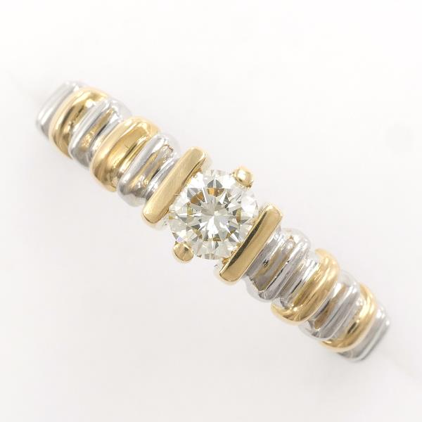 PT900 Platinum K18 Yellow Gold Diamond Ring in Excellent Condition