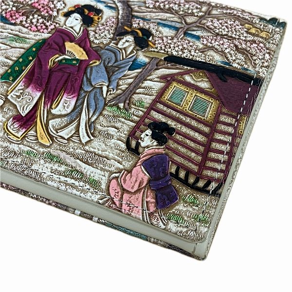 Leather Ukiyo-e Gotenyama Long Wallet in Great Condition