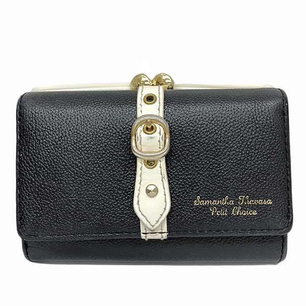 Samantha Thavasa Petit Choice Black White Trifold Wallet in Good Condition