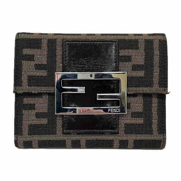 Fendi Zucca Bifold Wallet Canvas Leather