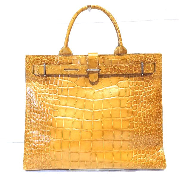 Furla Croc-Embossed Leather Camel Handbag in Good Condition