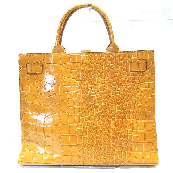 Furla Croc-Embossed Leather Camel Handbag in Good Condition