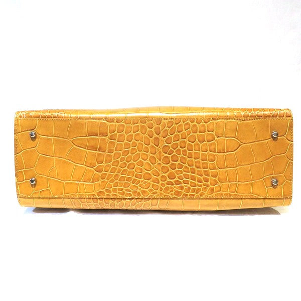 Furla Croc-Embossed Leather Camel Handbag in Good Condition