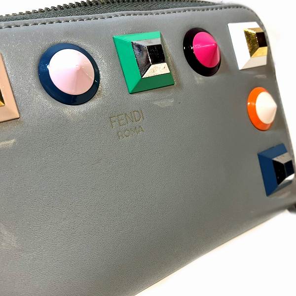 Fendi Leather Plexiglass Studs Long Wallet