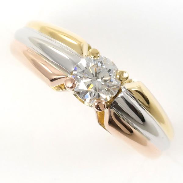 PT900 Platinum K18 Yellow Pink Gold Diamond Ring in Excellent Condition