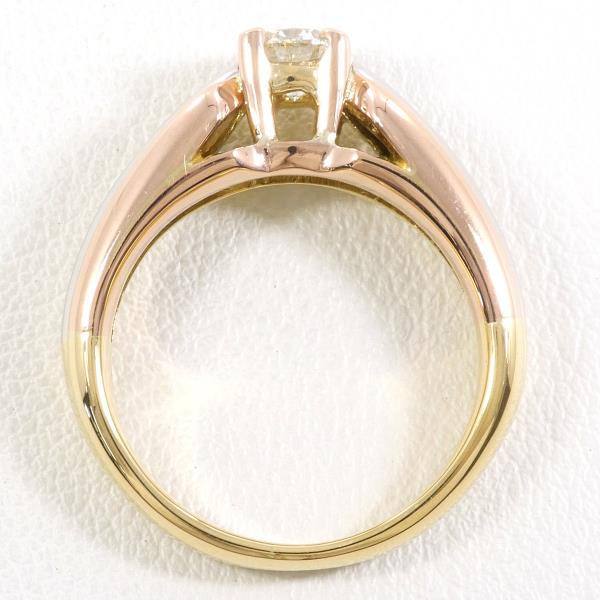 PT900 Platinum K18 Yellow Pink Gold Diamond Ring in Excellent Condition