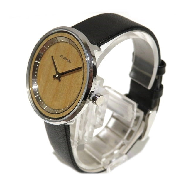 Wooden Dial Quartz Watch Stainless Steel Leather in Great Condition