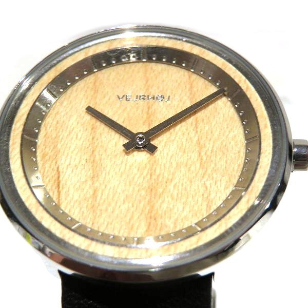 Wooden Dial Quartz Watch Stainless Steel Leather in Great Condition