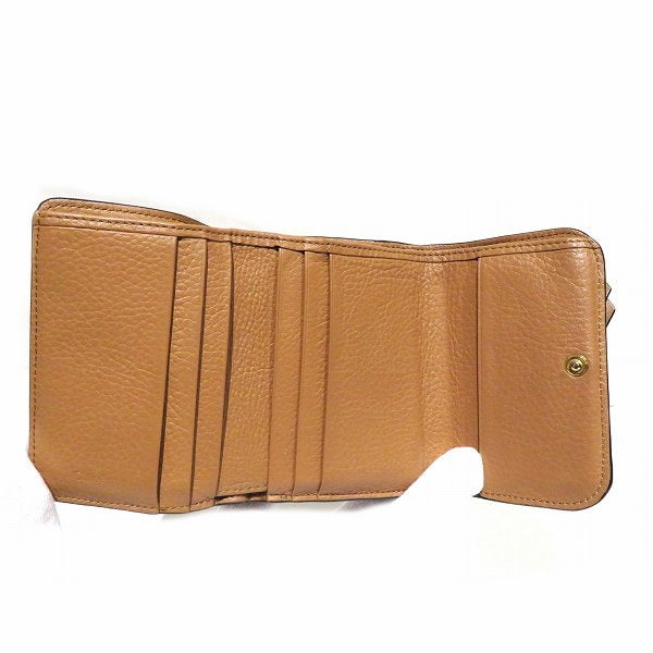 Chloe Alphabet Brown Leather Tri-Fold Wallet in Good Condition