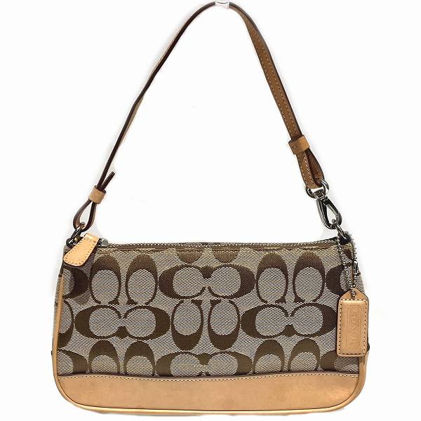 Coach Signature Demi Pouch 6094 Canvas Leather Handbag in Good Condition