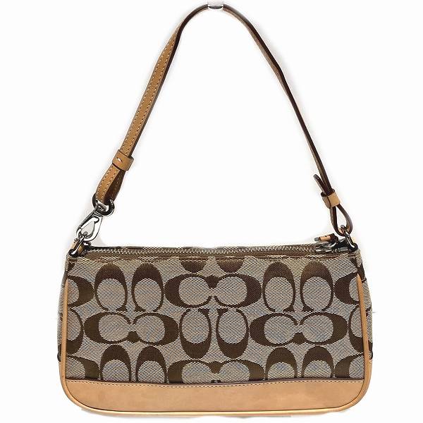 Coach Signature Demi Pouch 6094 Canvas Leather Handbag in Good Condition