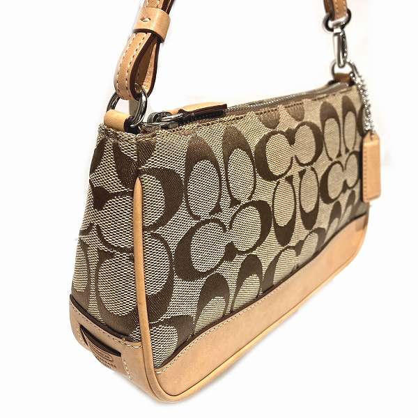 Coach Signature Demi Pouch 6094 Canvas Leather Handbag in Good Condition