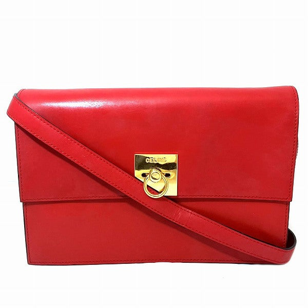 Celine F09 Leather Red Shoulder Bag in Good Condition