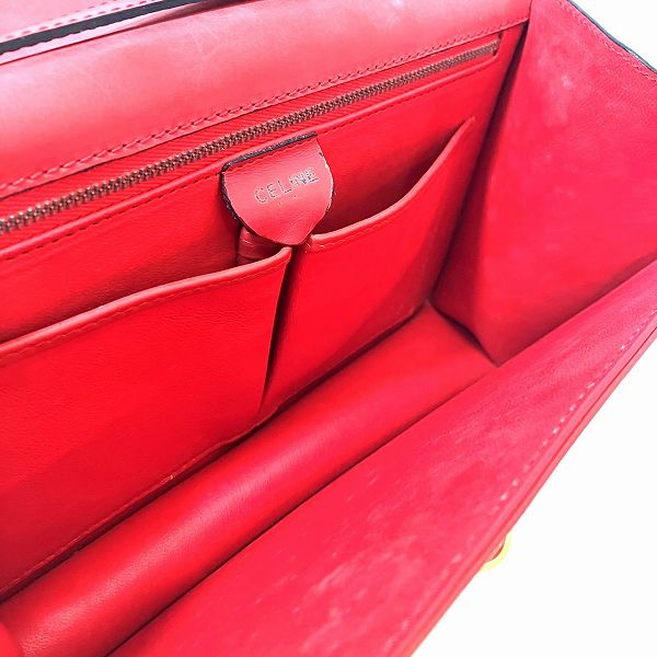 Celine F09 Red Leather Shoulder Bag