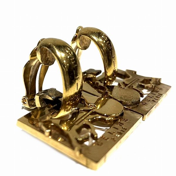 Celine Gold Carriage Clip-On Earrings in Good Condition