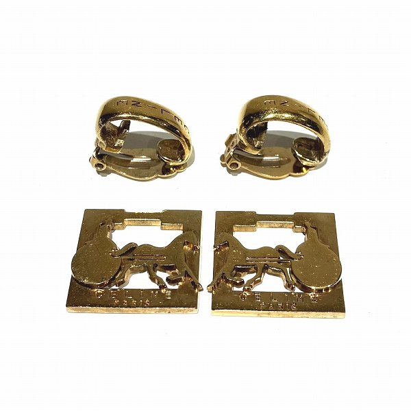 Celine Gold Carriage Clip-On Earrings in Good Condition