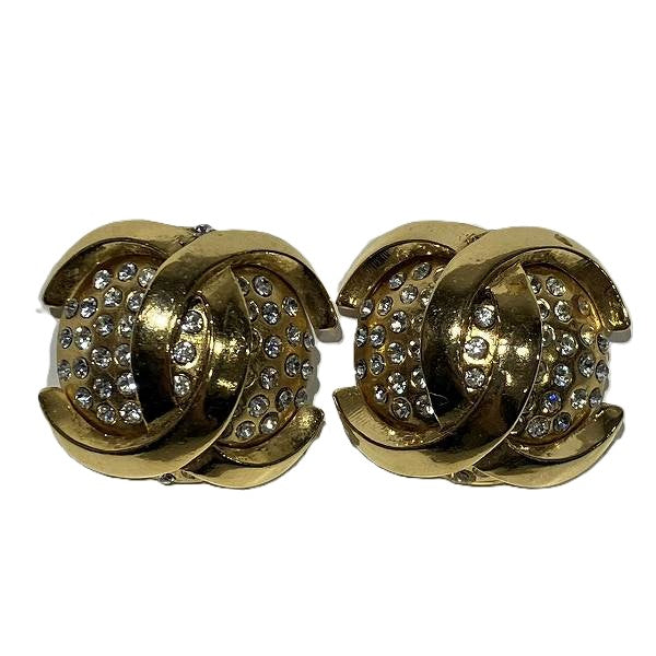 Chanel Coco Mark Rhinestone Earrings in Good Condition