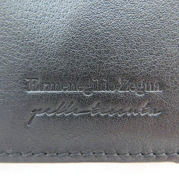 Ermenegildo Zegna Black Woven Leather Long Wallet in Good Condition