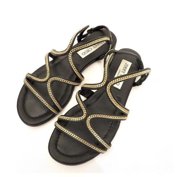 Jimmy Choo Leather Metal Sandals 35 Black in Good Condition