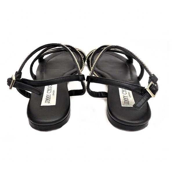 Jimmy Choo Leather Metal Sandals 35 Black in Good Condition