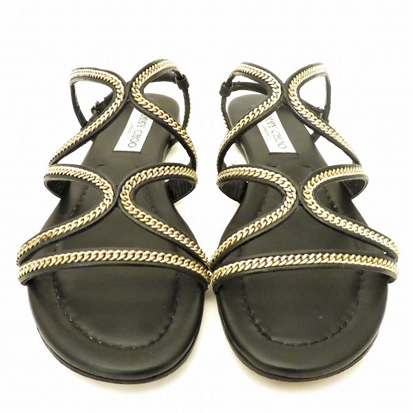 Jimmy Choo Leather Metal Sandals 35 Black in Good Condition